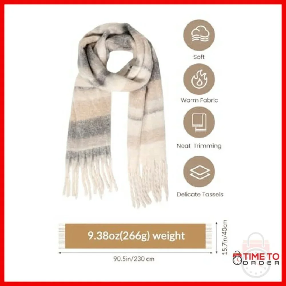 Oversized Chunky Winter Scarf Shawl Wrap Cashmere Feel Soft Warm